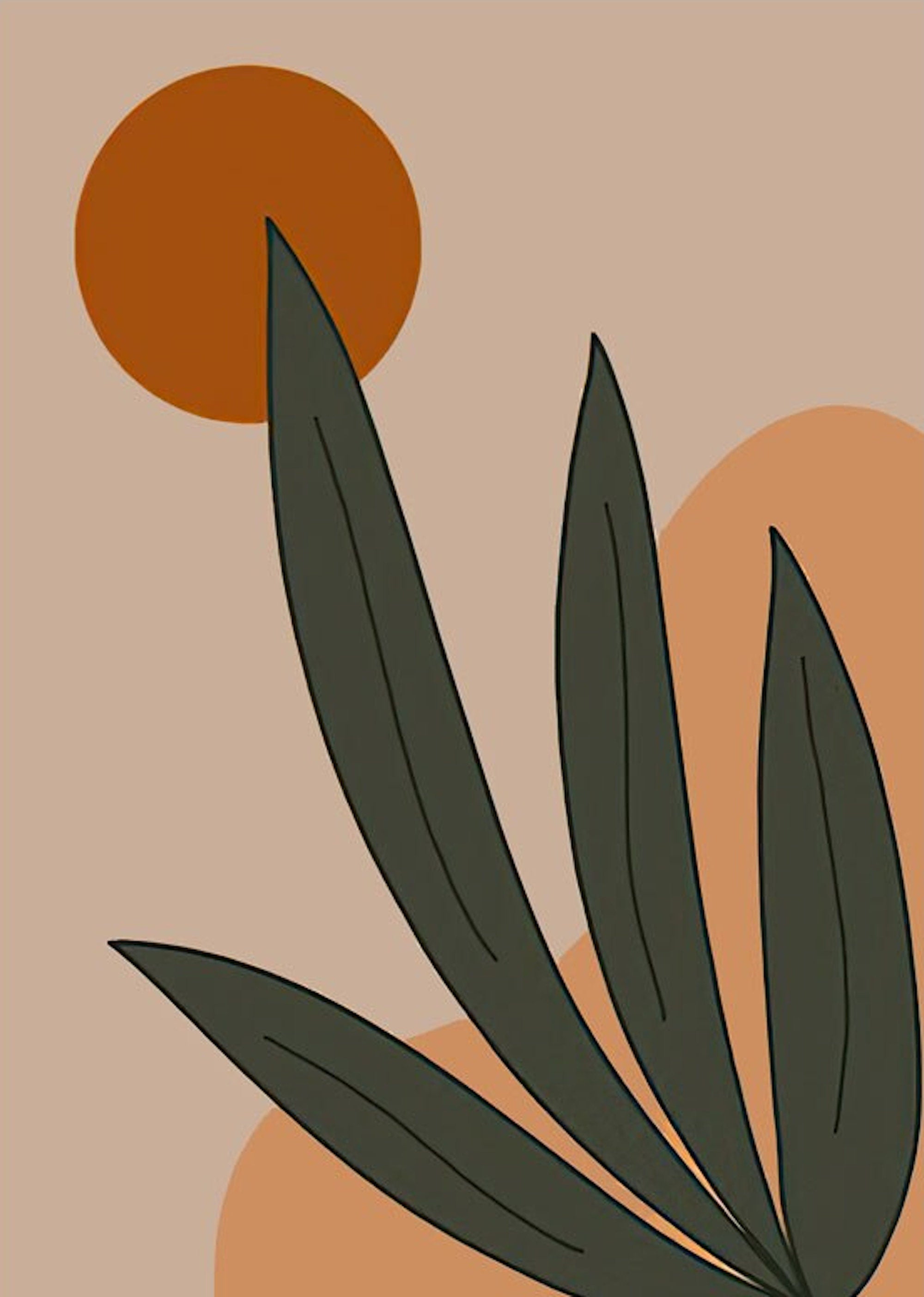 Poster Boho Frau und Blätter als Deko Print ohne Rahmen