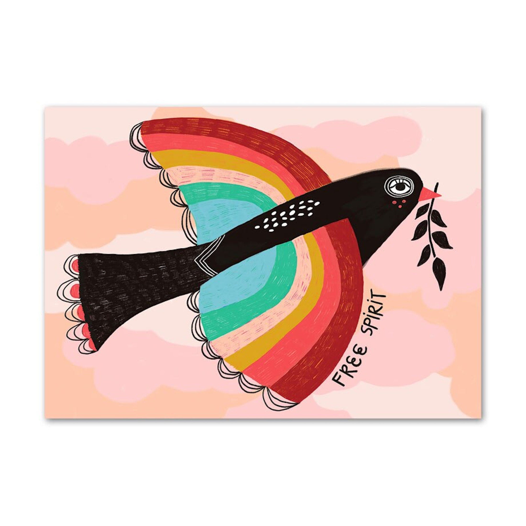 Poster Kinderzimmer Bilder Bunt und Fröhlich Schmetterlinge Sonne Taube Blumenkranz als Deko Print ohne Rahmen