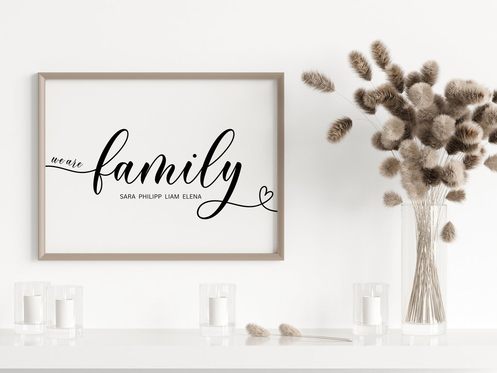 Poster Familie Personalisiert mit Namen I Familiengeschenk I Wohnzimmer & Schlafzimmer Bilder I Wand Deko I Kunstdruck I ohne Rahmen