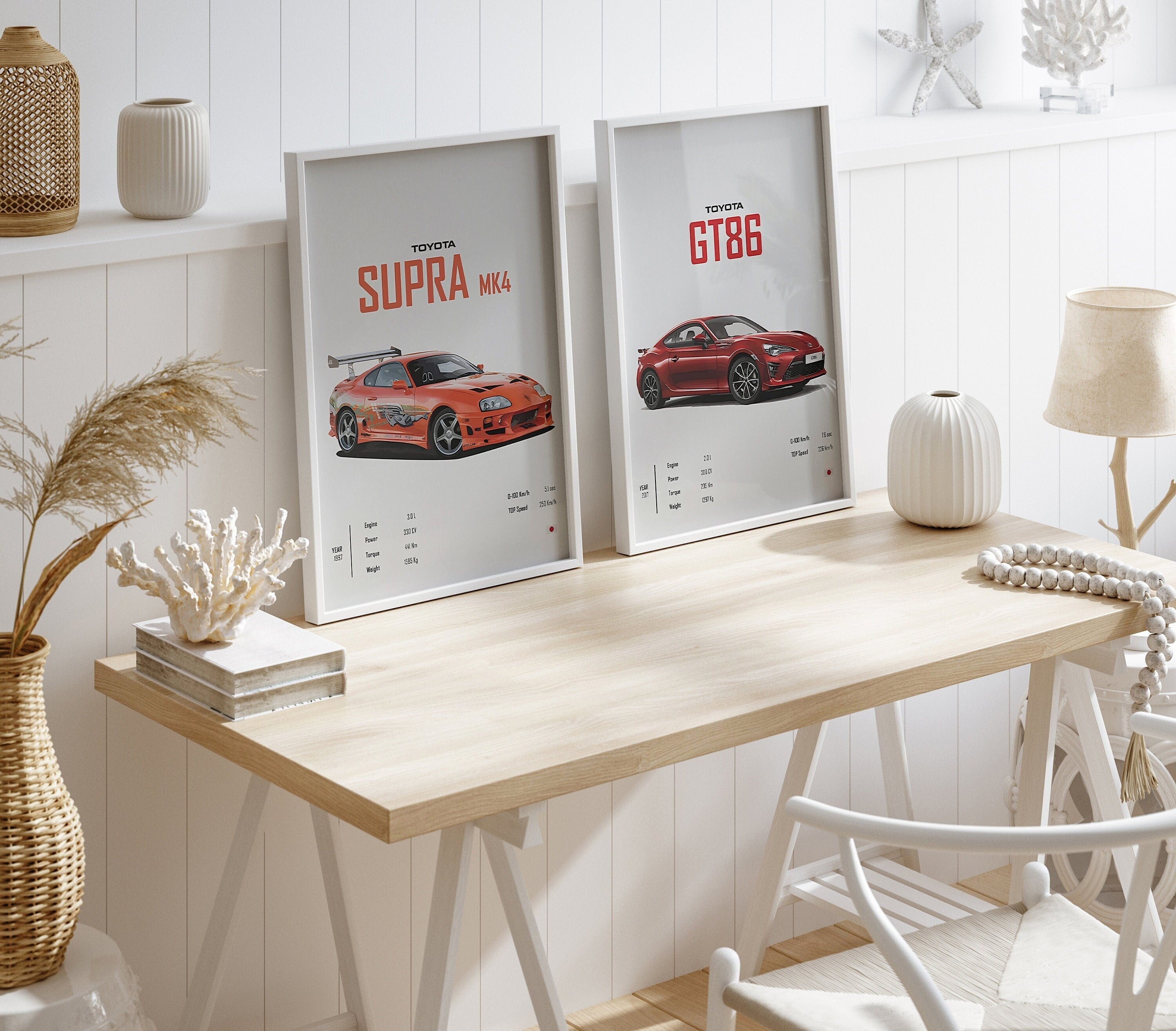 Poster Sportwagen TOYOTA SUPRA GT86  Klassiker Legenden I Geschenk für ihn I Wohnzimmmer & Büro I Wand Deko I Print ohne Rahmen